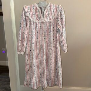 Lanz of Salzburg  Floral Striped Long Sleeve sleep dress